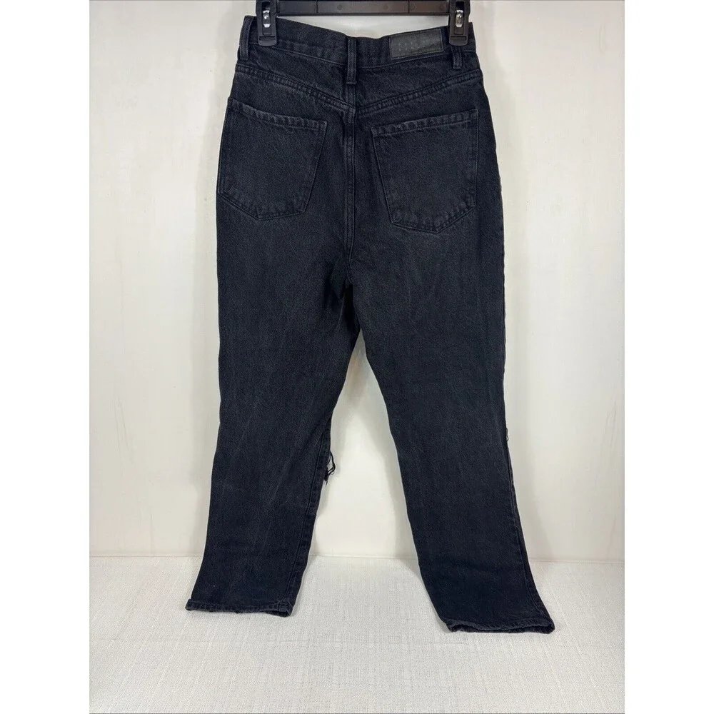 Pacsun Women's Size 26 Black Dad Jean Distressed Knee Holes‎